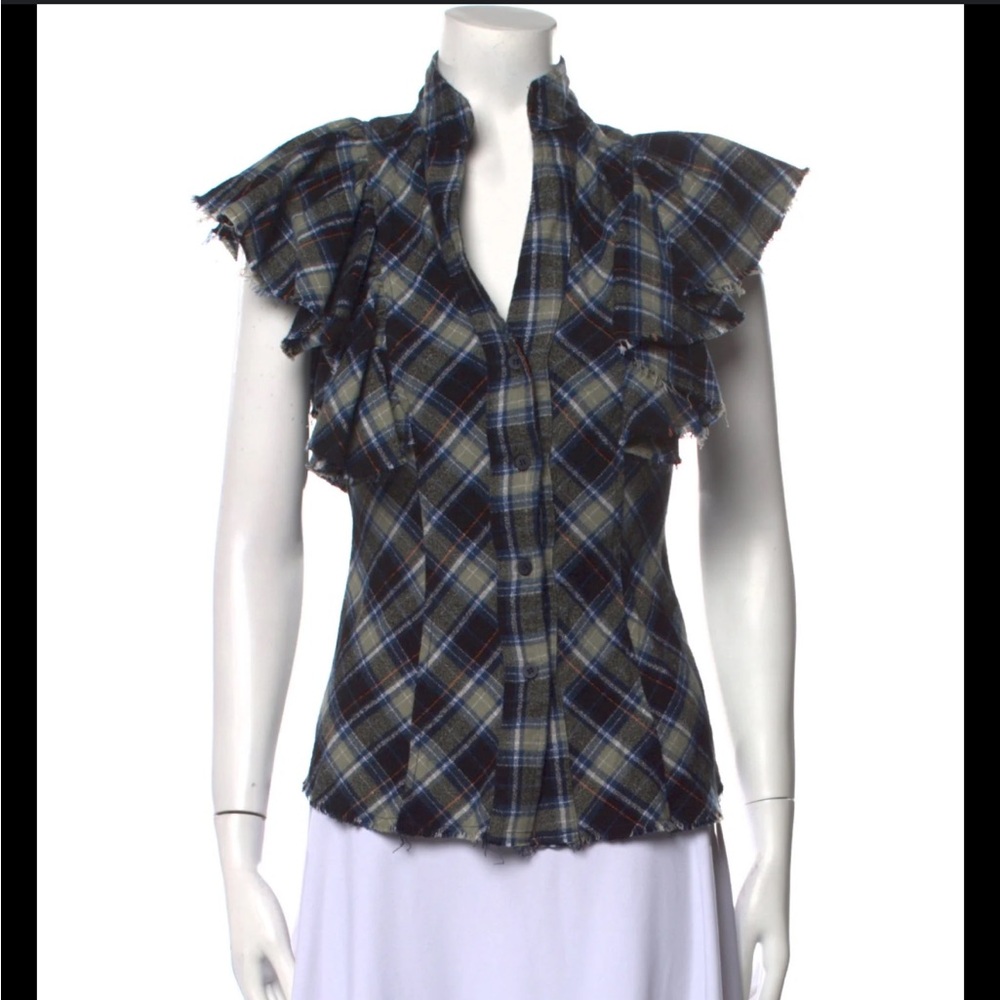 A Shirt‎ Thing Navy Plaid Charlotte Flannel Blue Black White Size Large